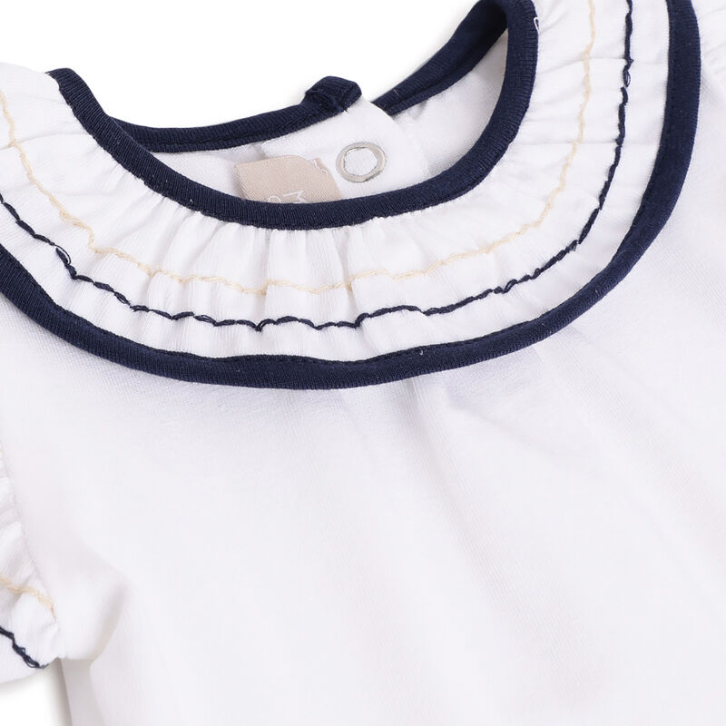 Girls White & Blue Solid Short Sleeve T-Shirt image number 2